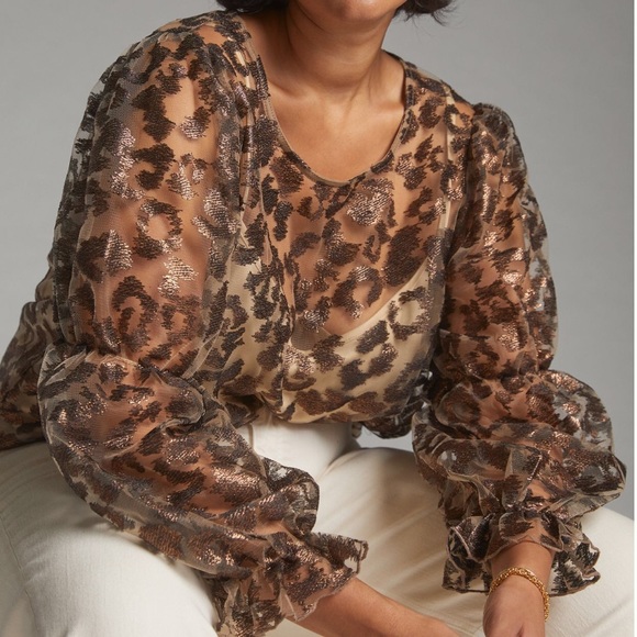 NWT Anthropologie Sheer Leopard Top - Picture 16 of 16